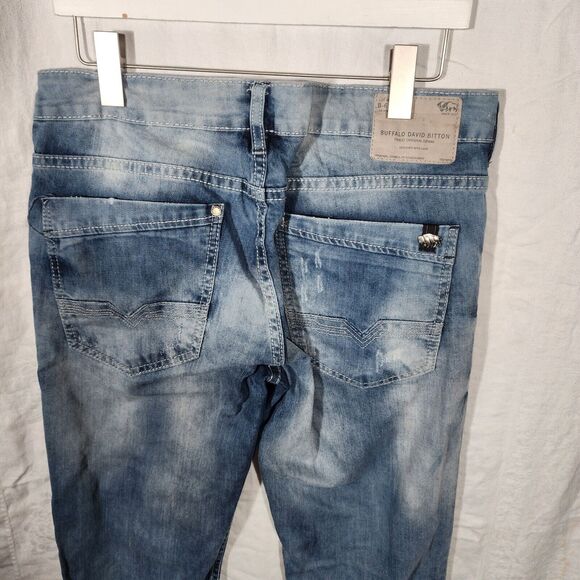 BUFFALO DavidBrutton Jeans 34 X 31 distressed & missing rivet buttoin at waist - Picture 7 of 9